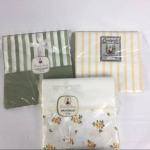 VTG Vintage Lot of 3 Bedding Cotton Sheets Twin Yellow Green Floral